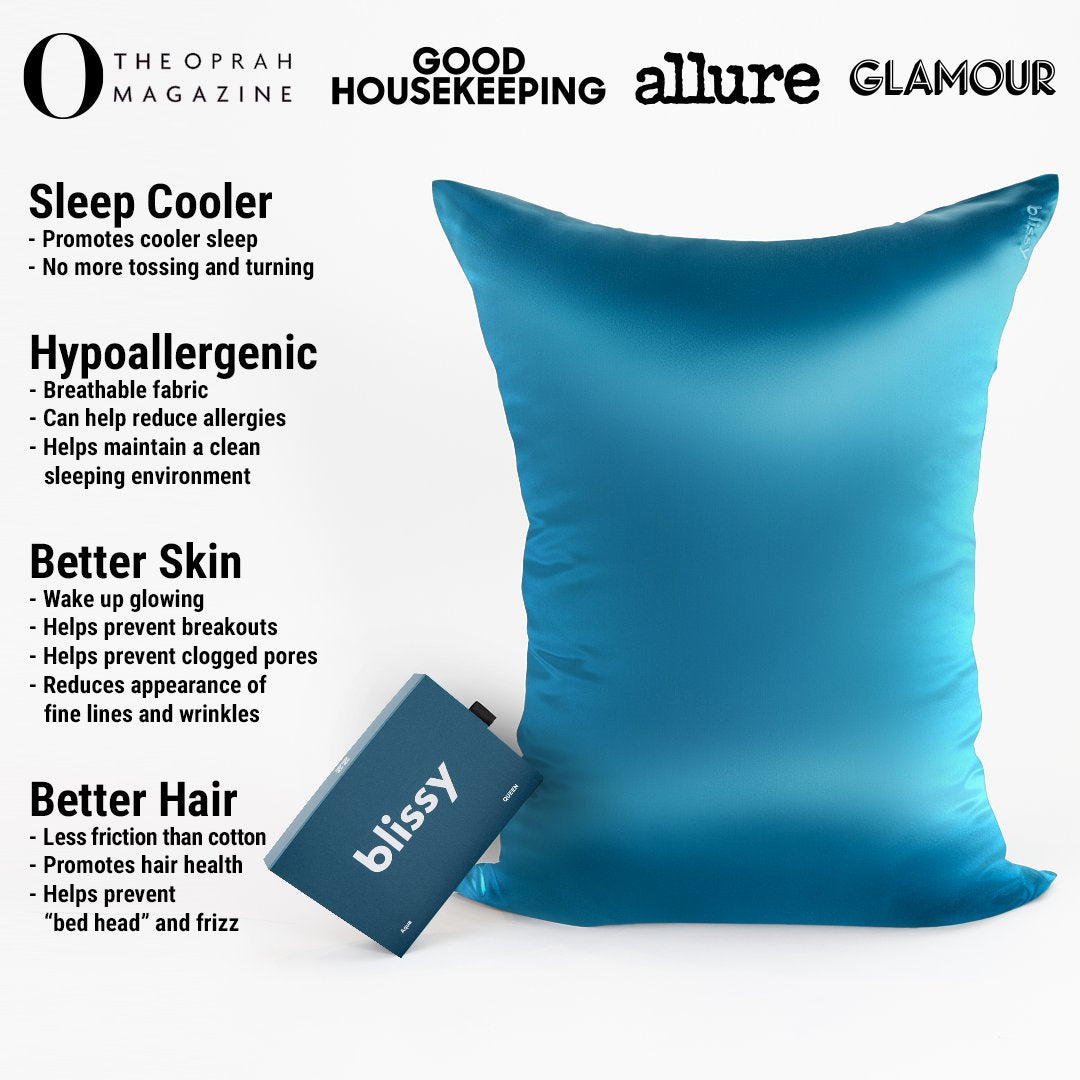 Aqua Mulberry Silk Pillowcase – Blissy King