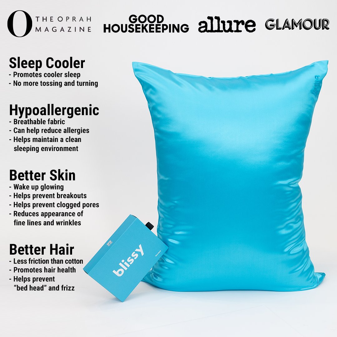Bahama Blue Mulberry Silk Pillowcase – Blissy Standard
