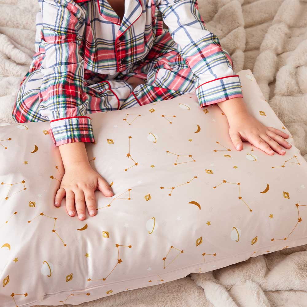 Pink Galaxy Pillowcase Close-Up – Blissy 22 Momme Silk
