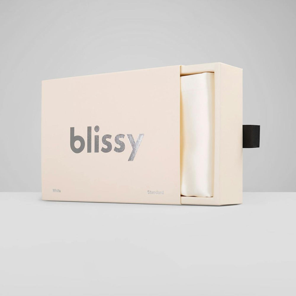 Blissy Standard White Pillowcase Lifestyle – Mulberry Silk