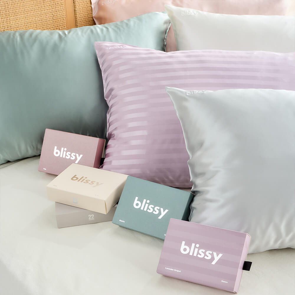 Blissy Standard White Pillowcase Lifestyle – Mulberry Silk