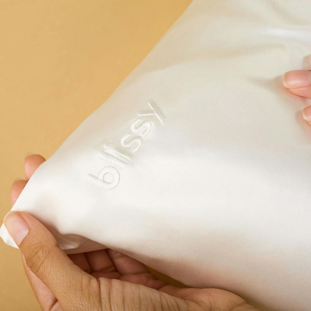 White Pillowcase Close-Up – Blissy 22 Momme Silk