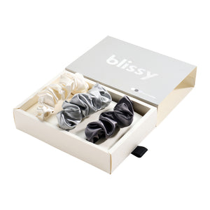 Blissy Scrunchies -  White,Gray,Silver