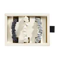 Blissy Skinny Scrunchies - White, Gray, Silver