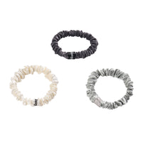 Blissy Skinny Scrunchies - White, Gray, Silver