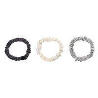 Blissy Skinny Scrunchies - White, Gray, Silver
