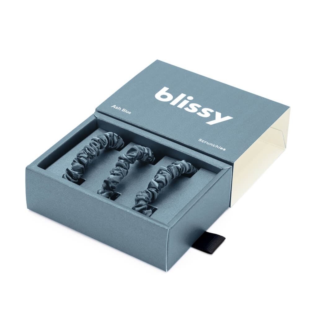Blissy 100% Mulberry Silk Hair Ties Silk Blissy Silk Skinny Scrunchies (3-Pack) Detail –