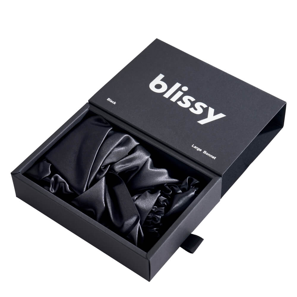 Large Black Blissy Bonnet – Blissy Premium Silk