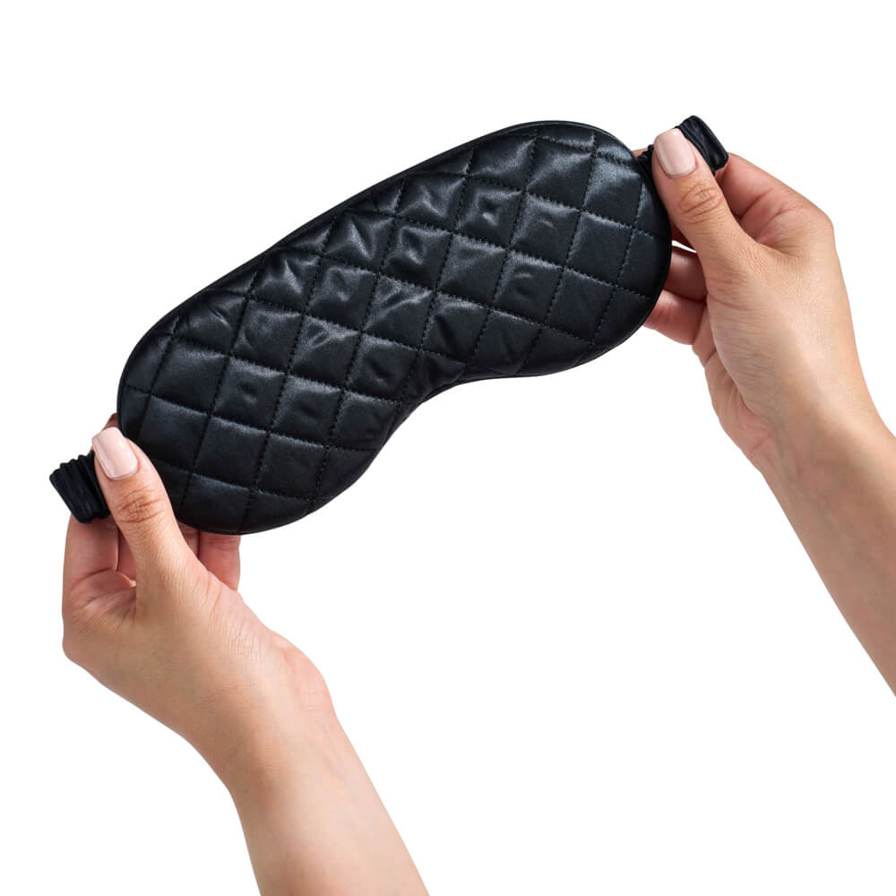 Black Sleep Mask Close-Up – Blissy 22 Momme Silk