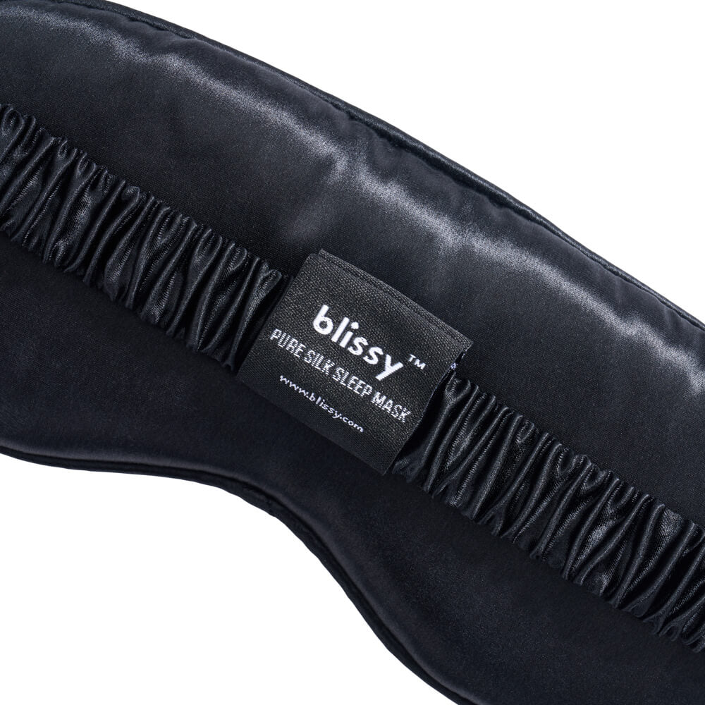 Blissy Black Silk Sleep Mask Detail –