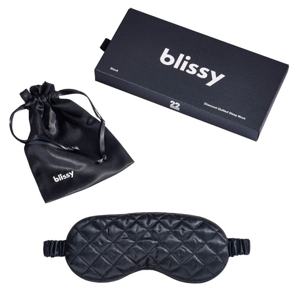 Blissy Black Sleep Mask – 22 Momme Mulberry Silk, 100% Silk