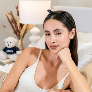 Blissy Bow Headband - Champagne, Black