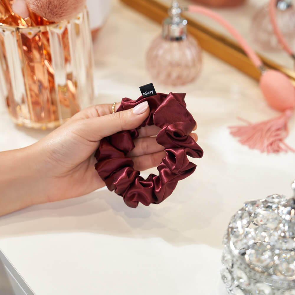 Blissy Burgundy Silk Blissy Scrunchies Detail –