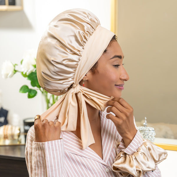 100% Mulberry Silk Mulberry Silk Blissy Silk Bow Bonnet – Blissy