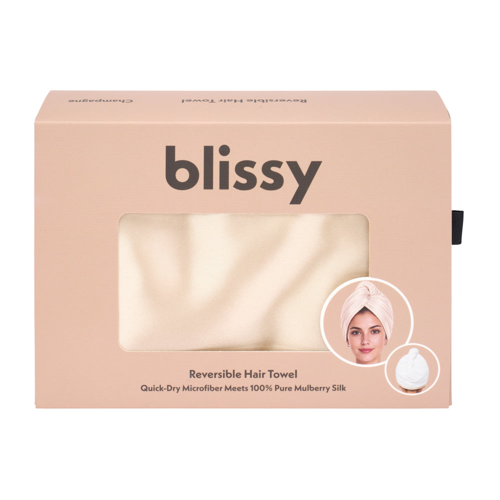 Blissy Champagne Reversible Towel – 22 Momme Mulberry Silk, 100% Silk