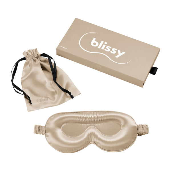 Blissy Champagne Sleep Mask – 22 Momme Mulberry Silk, 100% Silk