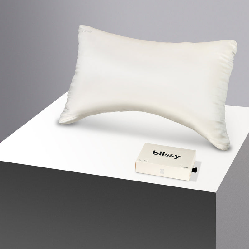 Crescent Pillowcase - White -  Queen - Blissy Queen White Crescent Pillowcase – 22 Momme Mulberry Silk, 100% Silk