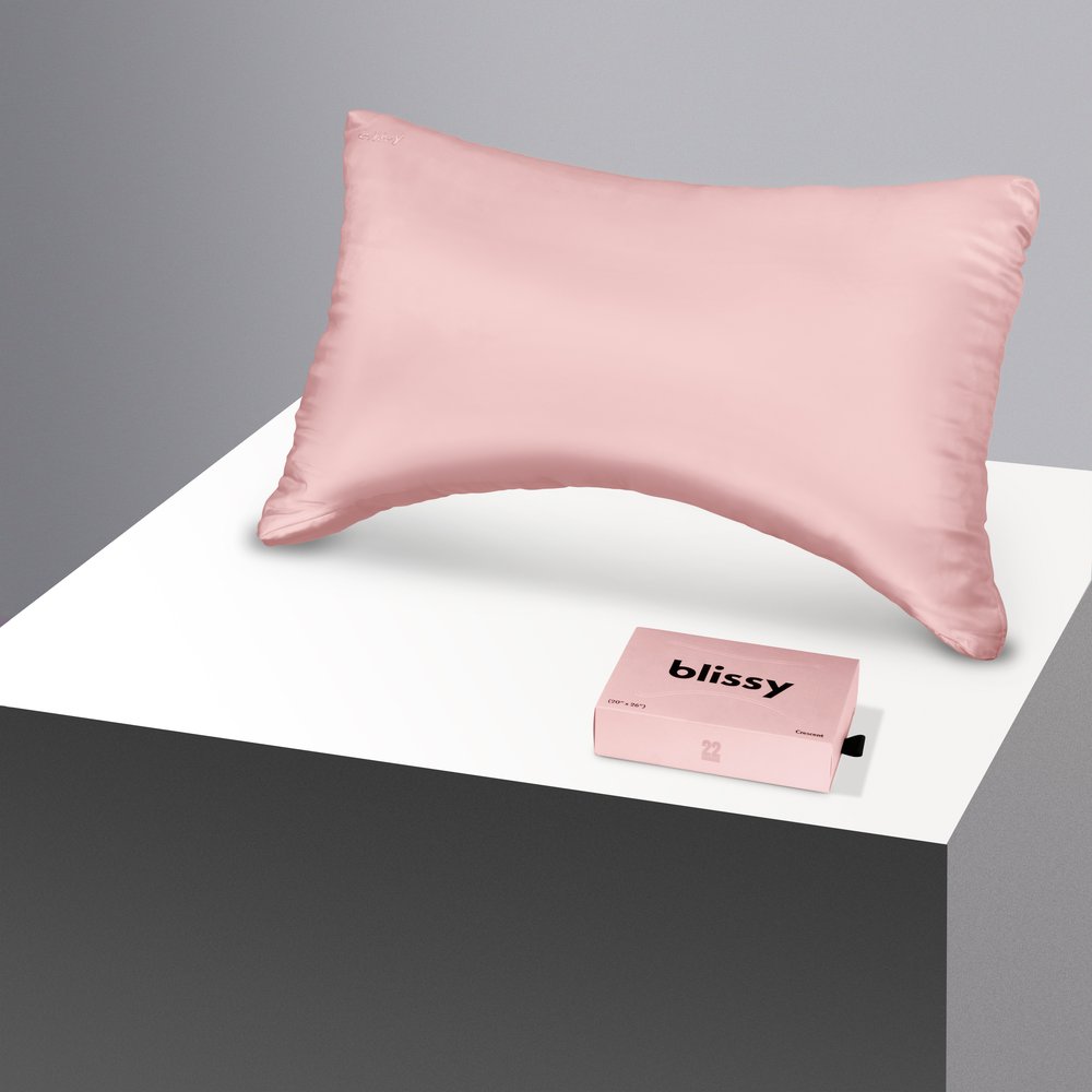 Blissy King Pink Crescent Pillowcase – 22 Momme Mulberry Silk, 100% Silk