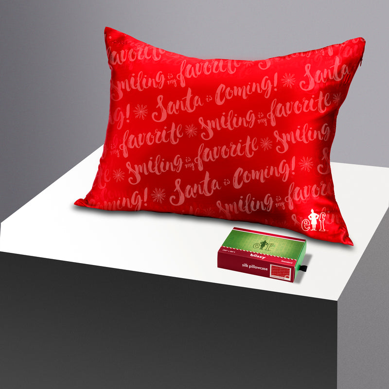 Pillowcase - Elf “Santa Is Coming!” - Standard - Blissy King Elf “Santa Is Coming!” Pillowcase – 22 Momme Mulberry Silk, 100% Silk