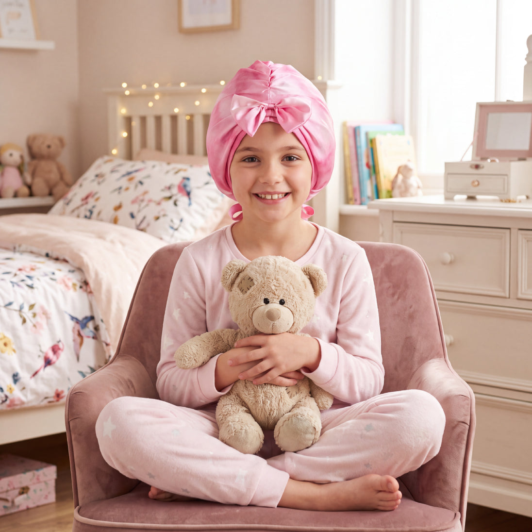 Blissy Junior Bow Bonnet - Pink Tie Dye