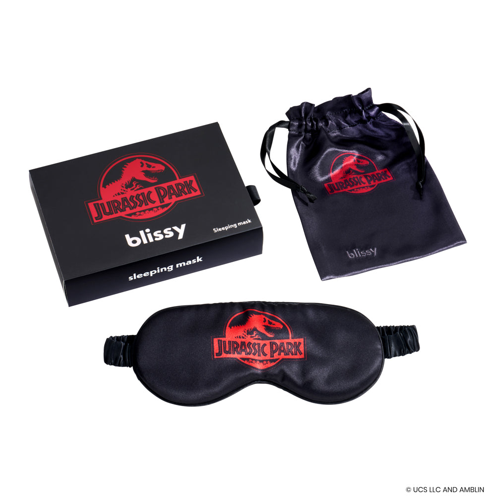 Blissy Jurassic Park™ Logo Sleep Mask – 22 Momme Mulberry Silk, 100% Silk