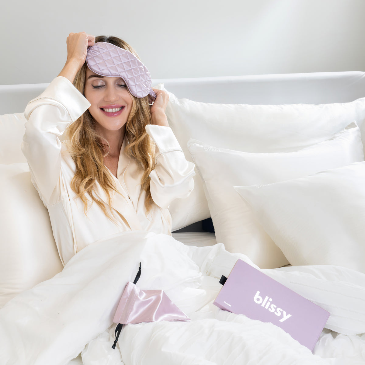 Lavender Sleep Mask Close-Up – Blissy 22 Momme Silk