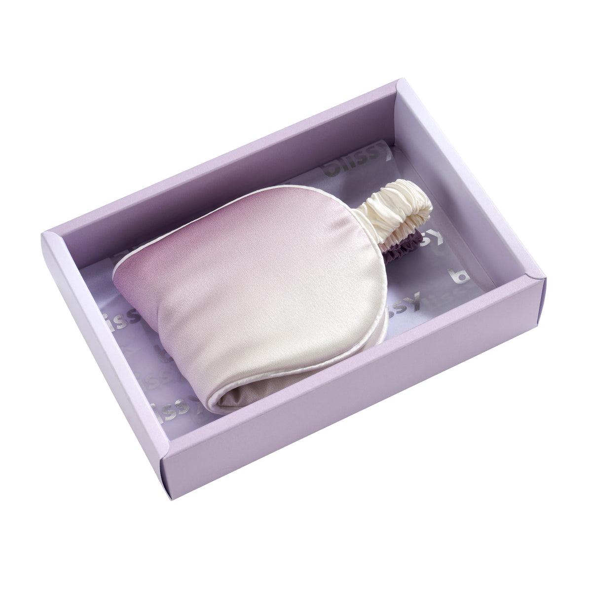 Lavender Ombre Sleep Mask Close-Up – Blissy 22 Momme Silk