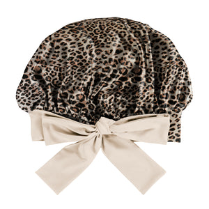 Blissy Mulberry Silk Blissy Bow Bonnet – Leopard