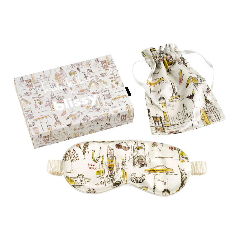 Sleep Mask - Nicole Miller - NY to Paris - Blissy Ny To Paris Sleep Mask – 22 Momme Mulberry Silk, 100% Silk