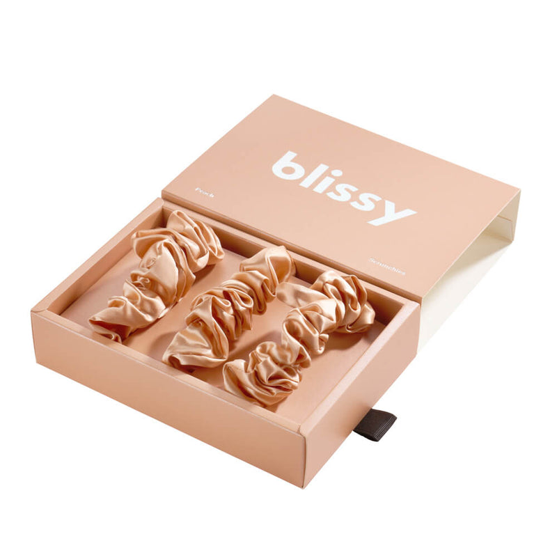 Blissy Scrunchies - Peach - Blissy Peach Blissy Scrunchies – 22 Momme Mulberry Silk, 100% Silk