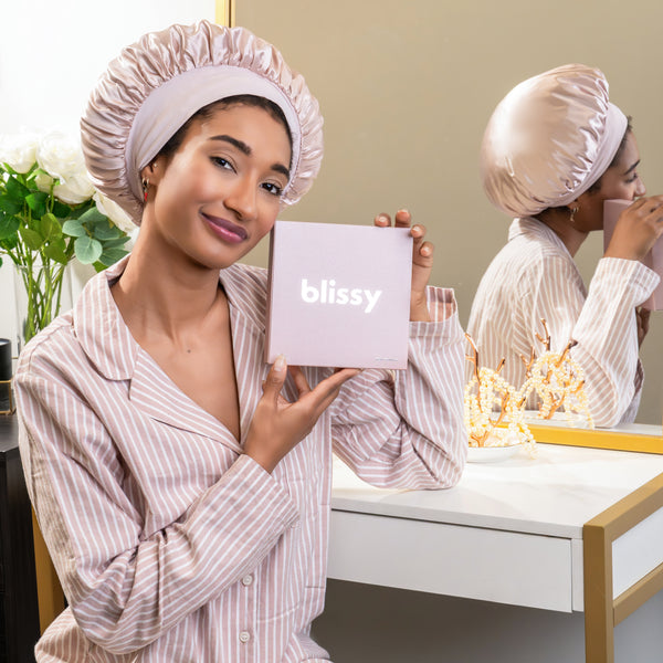Blissy Pink Blissy Halo Bonnet Lifestyle – Mulberry Silk