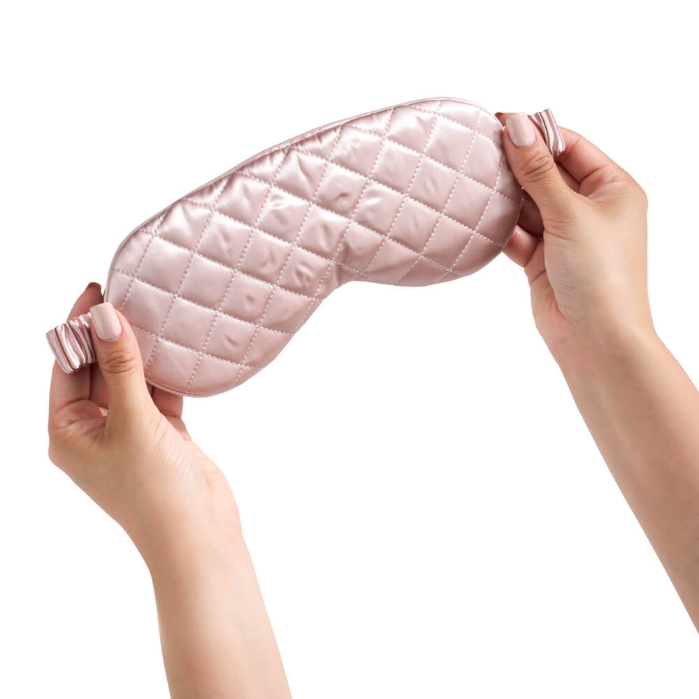 Pink Sleep Mask Close-Up – Blissy 22 Momme Silk
