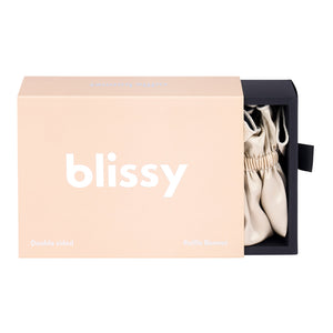 Blissy Ruffle Bonnet - Champagne/Black - Blissy Champagne/Black Ruffle Bonnet – 22 Momme Mulberry Silk, 100% Silk