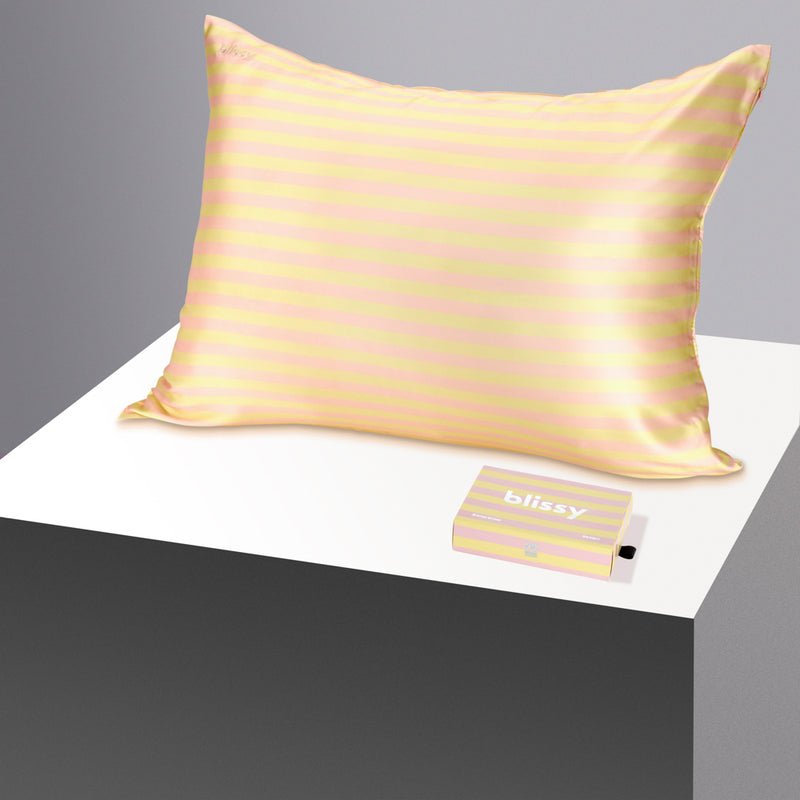 Pillowcase - Sherbet Striped - Queen - Blissy King Sherbet Striped Pillowcase – 22 Momme Mulberry Silk, 100% Silk