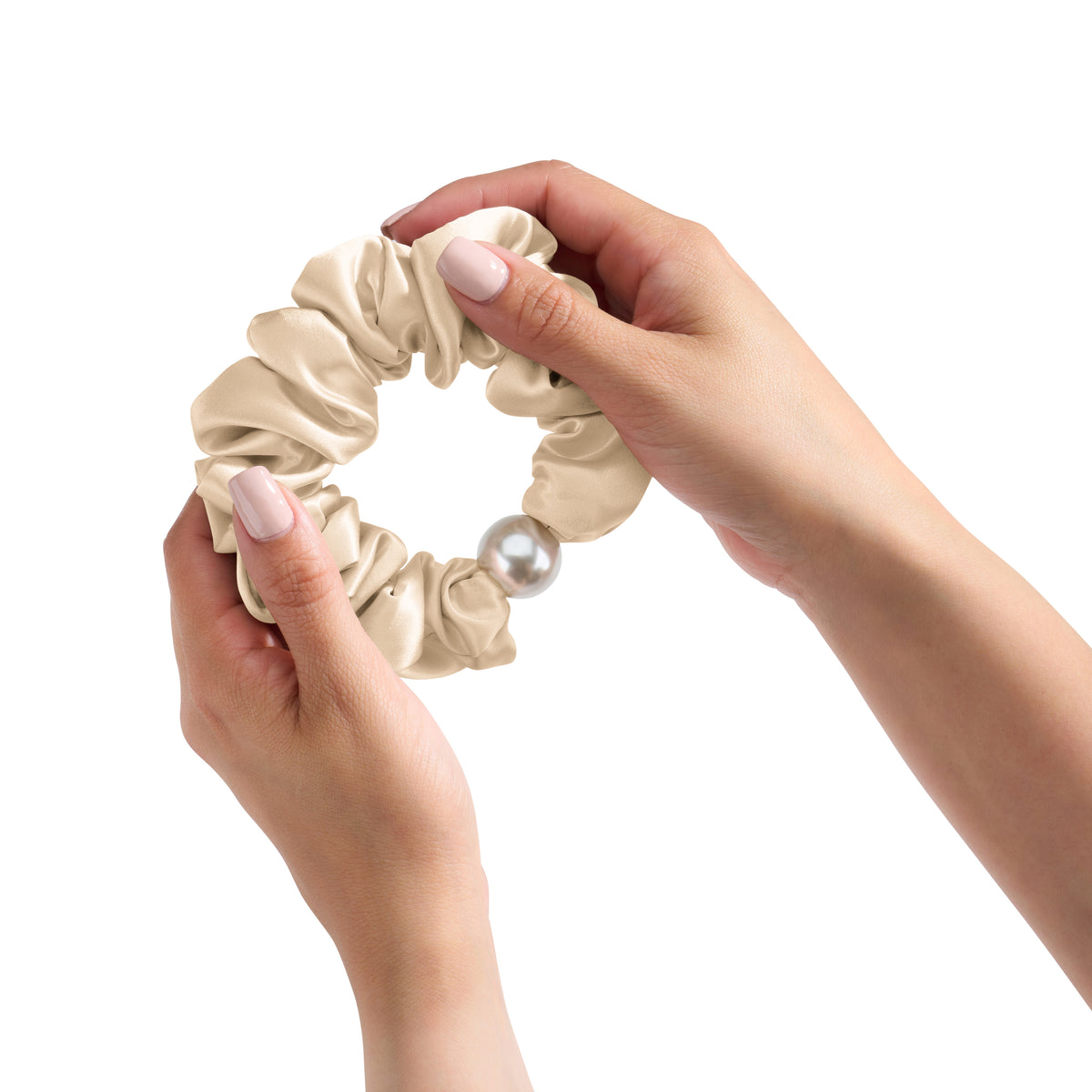 Taupe Mulberry Silk Blissy Pearl Scrunchies – Blissy
