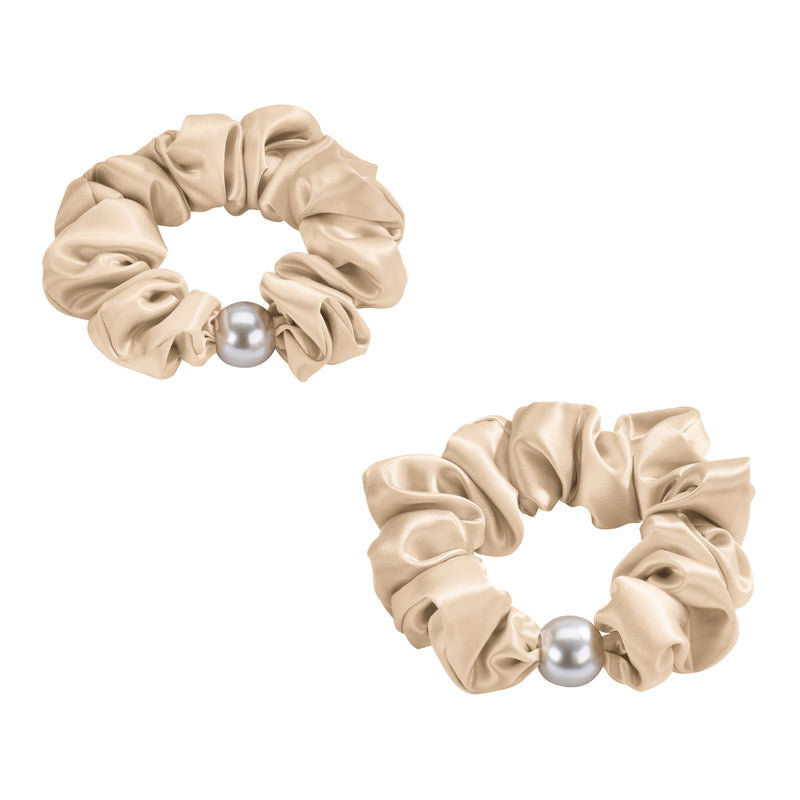 Blissy Pearl Scrunchies - Taupe