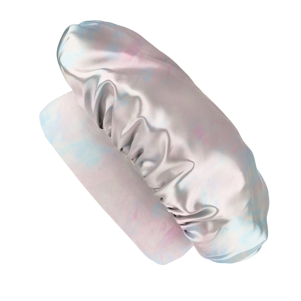 Blissy Tie Dye Blissy Halo Bonnet Lifestyle – Mulberry Silk