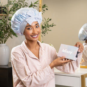 Blissy Tie Dye Silk Blissy Bow Bonnet Detail –