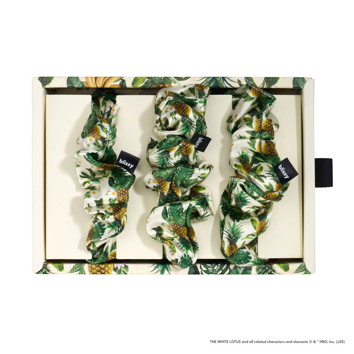 Blissy White Lotus Silk Blissy Scrunchies Detail –