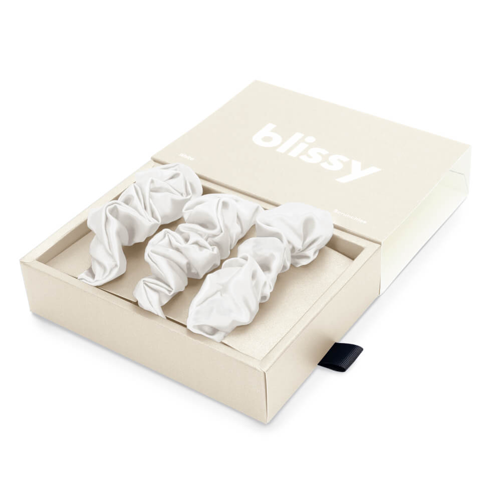 Blissy 100% Mulberry Silk Hair Ties Silk Blissy Silk Scrunchies (3-Pack) Detail –