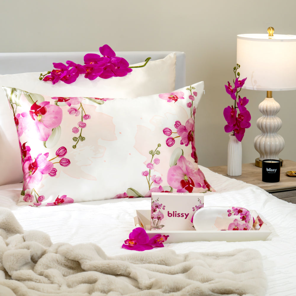 Zodiac Flower Pillowcase Close-Up – Blissy 22 Momme Silk