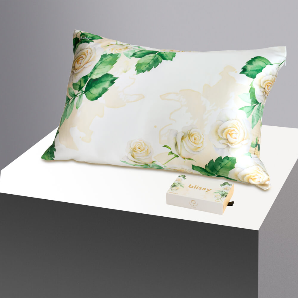 Blissy Standard Zodiac Flower Pillowcase – 22 Momme Mulberry Silk, 100% Silk