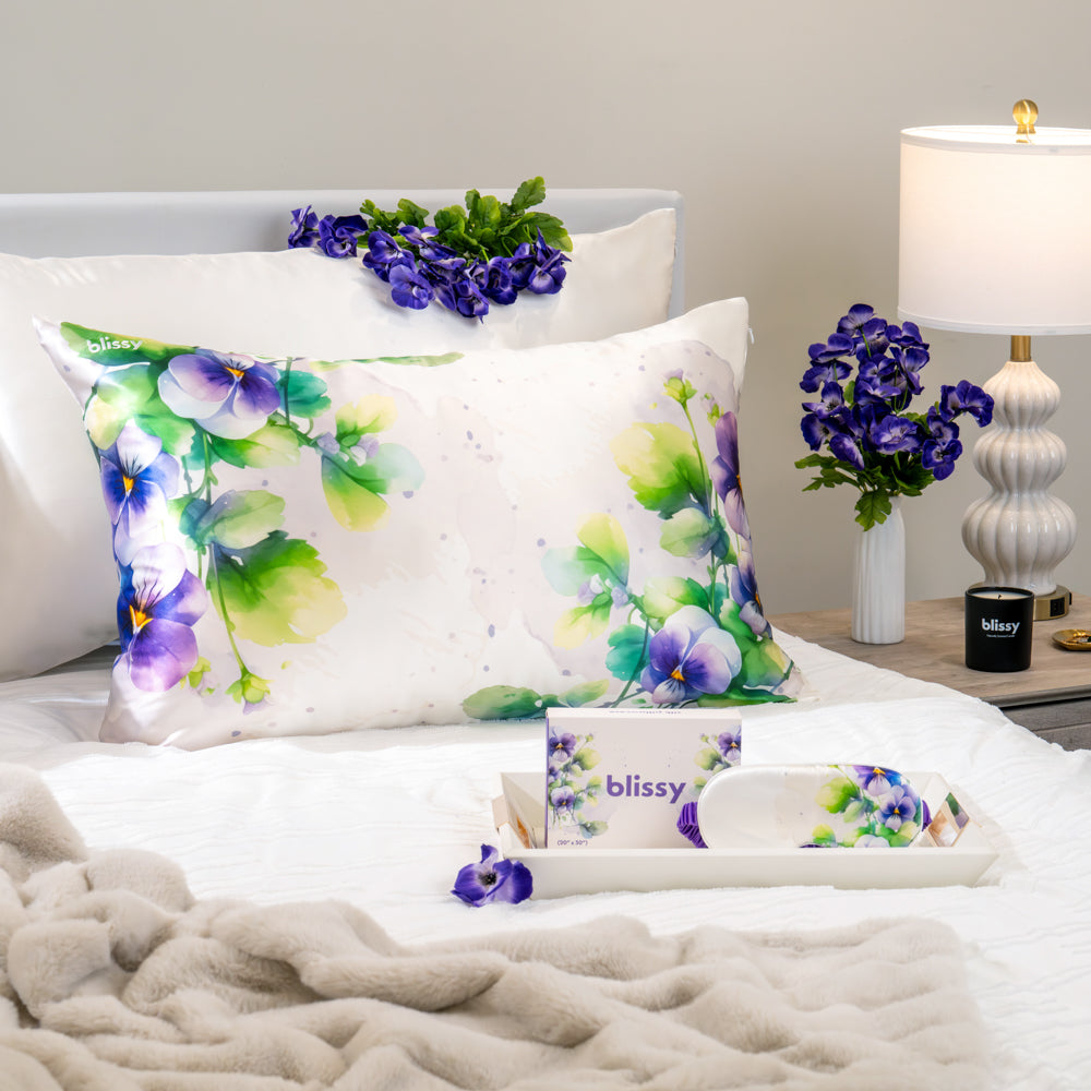 Zodiac Flower Pillowcase Close-Up – Blissy 22 Momme Silk