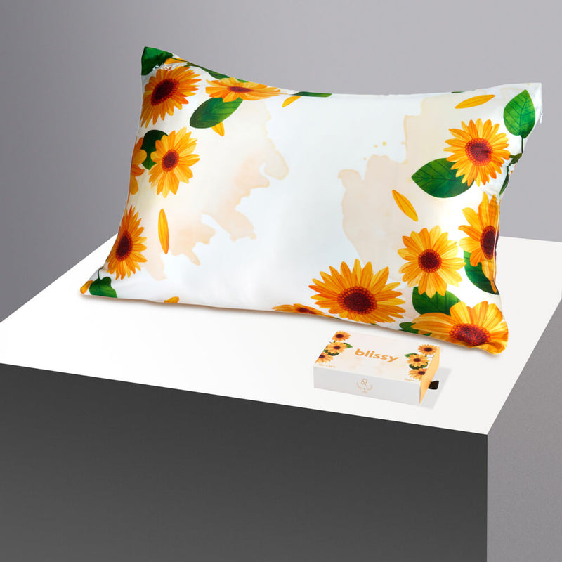 Pillowcase - Zodiac Flower - Leo Sunflower - Queen - Blissy Queen Zodiac Flower Pillowcase – 22 Momme Mulberry Silk, 100% Silk