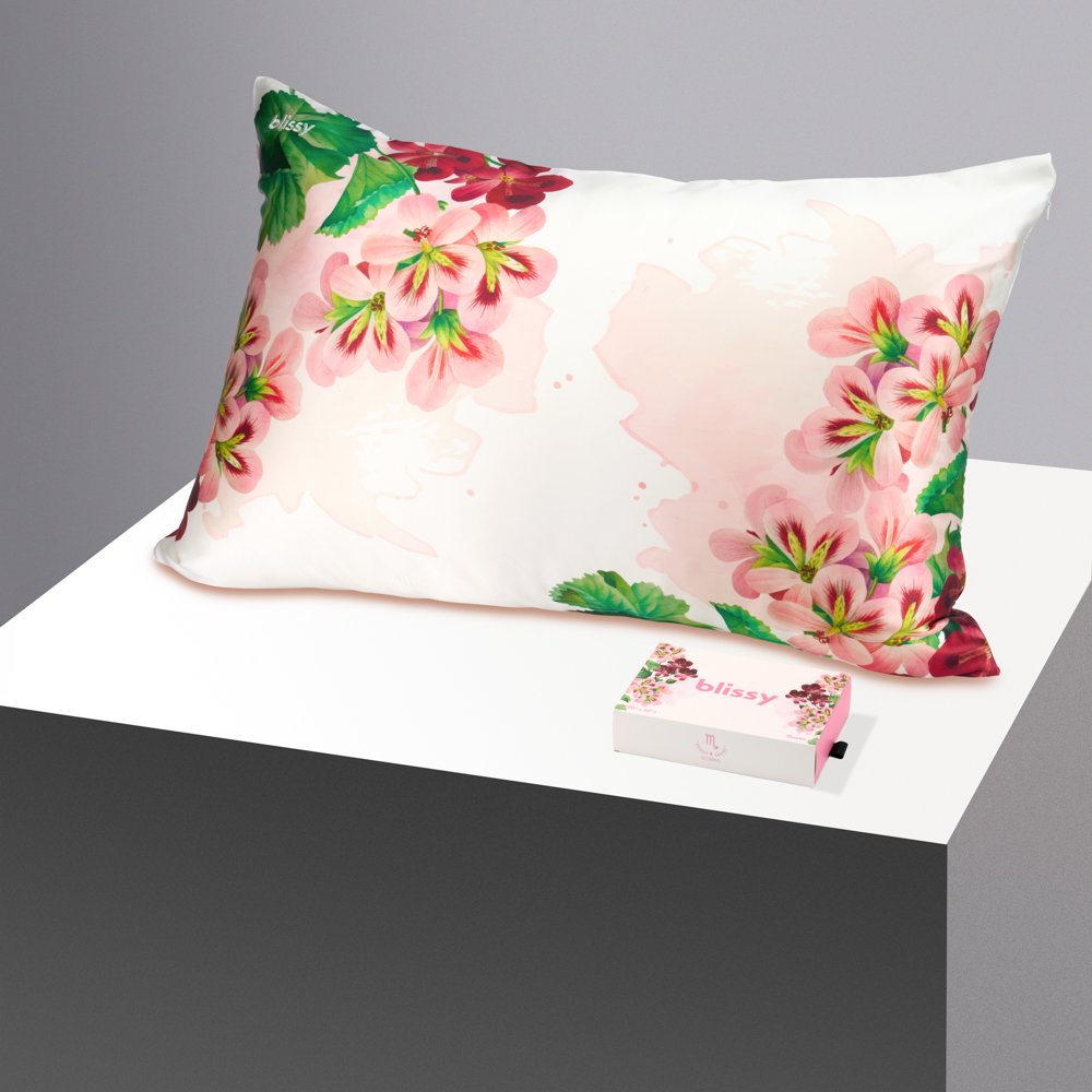 Blissy Standard Zodiac Flower Pillowcase – 22 Momme Mulberry Silk, 100% Silk