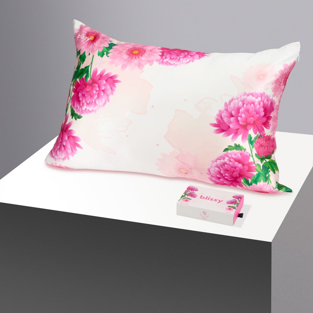 Blissy King Zodiac Flower Pillowcase – 22 Momme Mulberry Silk, 100% Silk