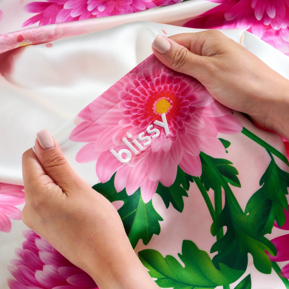 Blissy Zodiac Flower Silk Pillowcase Detail – King