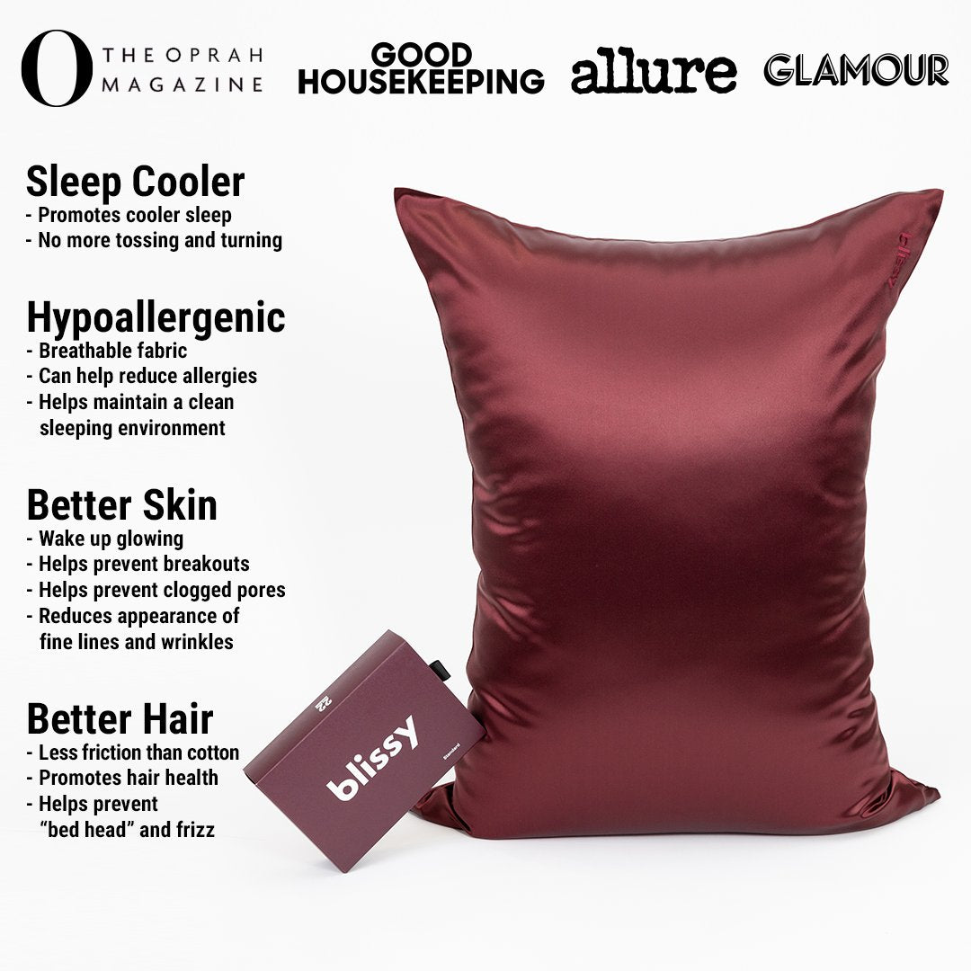 Burgundy Mulberry Silk Pillowcase – Blissy Queen