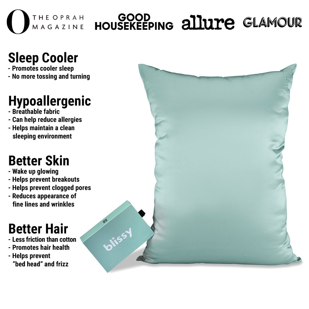Mint Mulberry Silk Pillowcase – Blissy Standard