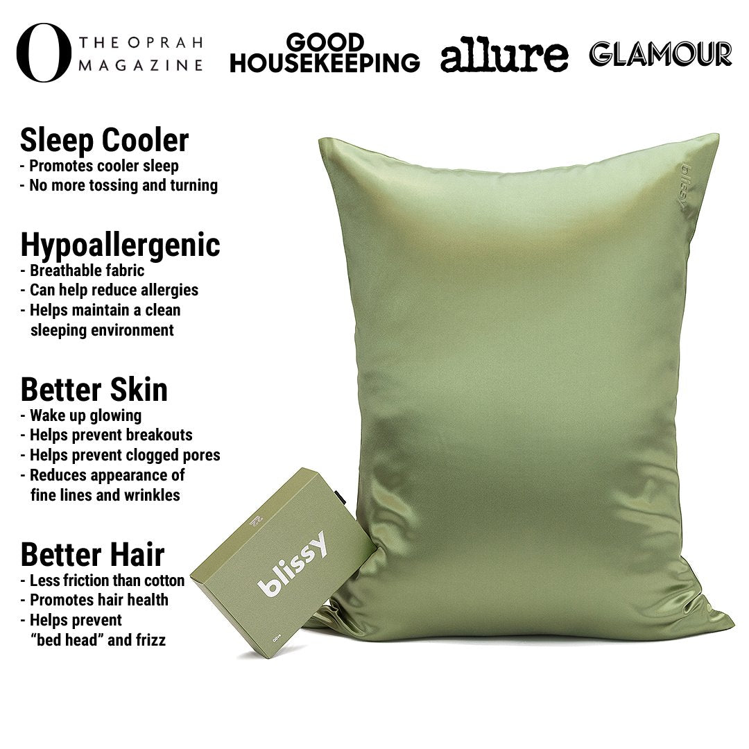 Olive Mulberry Silk Pillowcase – Blissy Standard